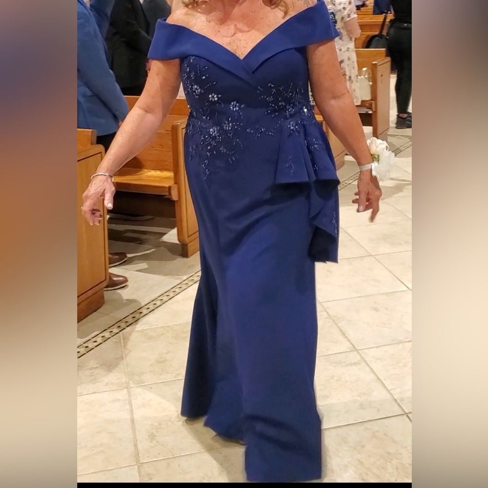 Terani Couture Royal Blue Off-Shoulder Gown